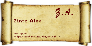 Zintz Alex névjegykártya